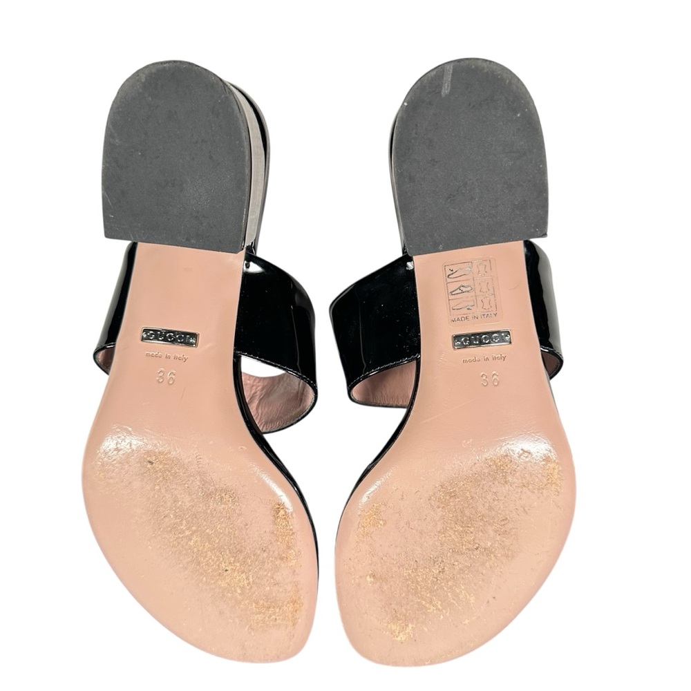 GUCCI Patent T-Bar Strap Horsebit Sandals - Picture 9 of 11
